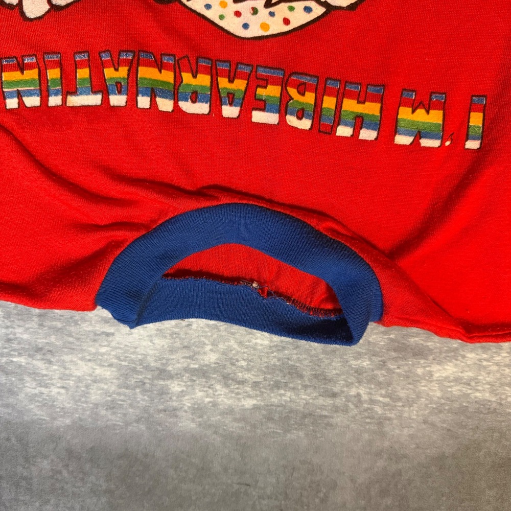 Vintage Im Hibearnating Rainbow Bear Nightshirt Red Long Sleeve Sleep Shirt L - Picture 11 of 12